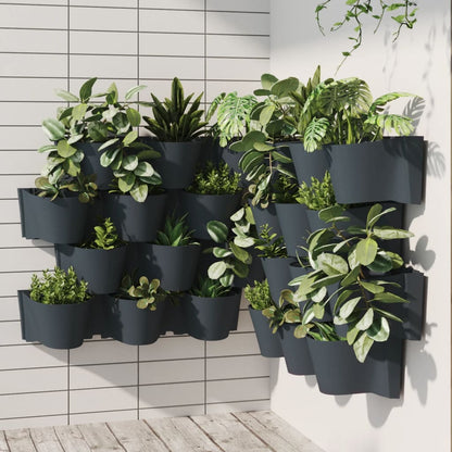 vidaXL Jardinière verticale, 12 pcs, anthracite, polypropylène