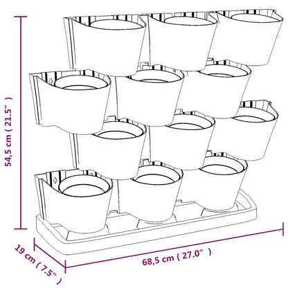 vidaXL Jardinière verticale, 12 pcs, anthracite, polypropylène