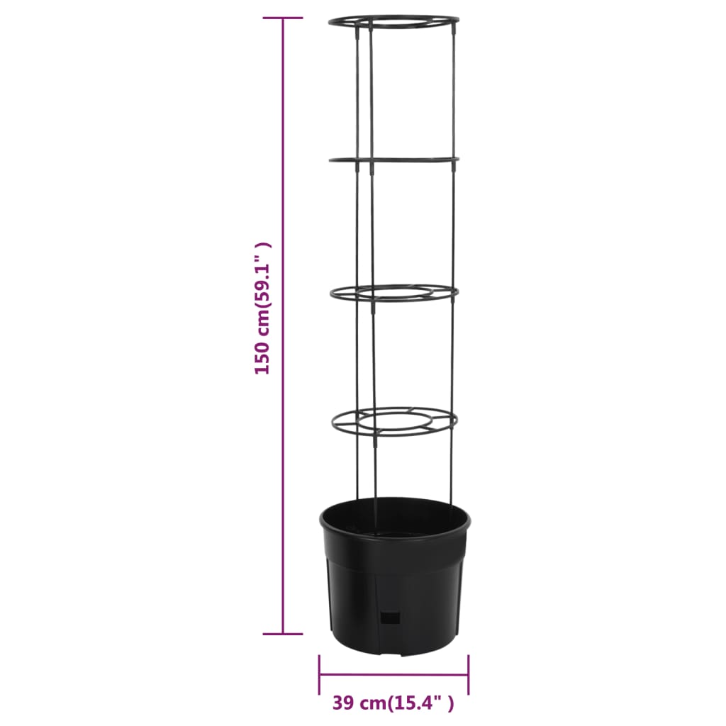 vidaXL Jardinière à tomates anthracite Ø39x150 cm Polypropylène