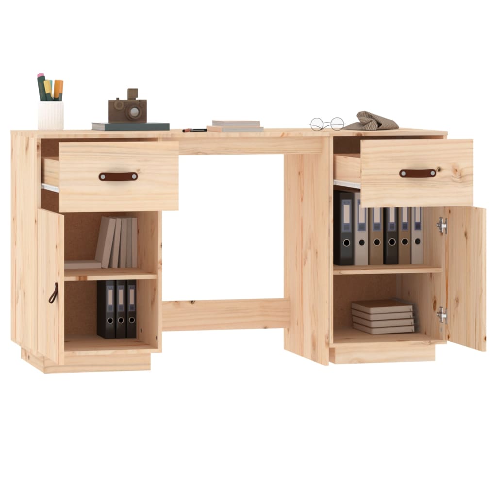 vidaXL Bureau avec armoires 135x50x75 cm Bois de pin massif