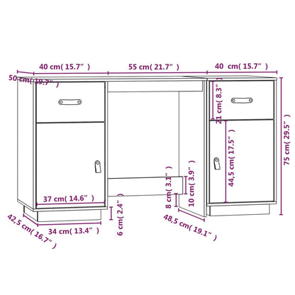 vidaXL Bureau avec armoires 135x50x75 cm Bois de pin massif