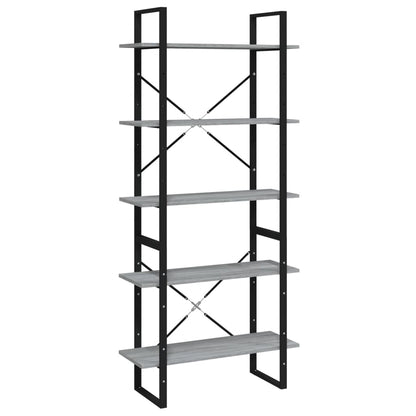 vidaXL Bücherregal 5 Fächer Grau Sonoma-Eiche 80x30x175 Holzwerkstoff