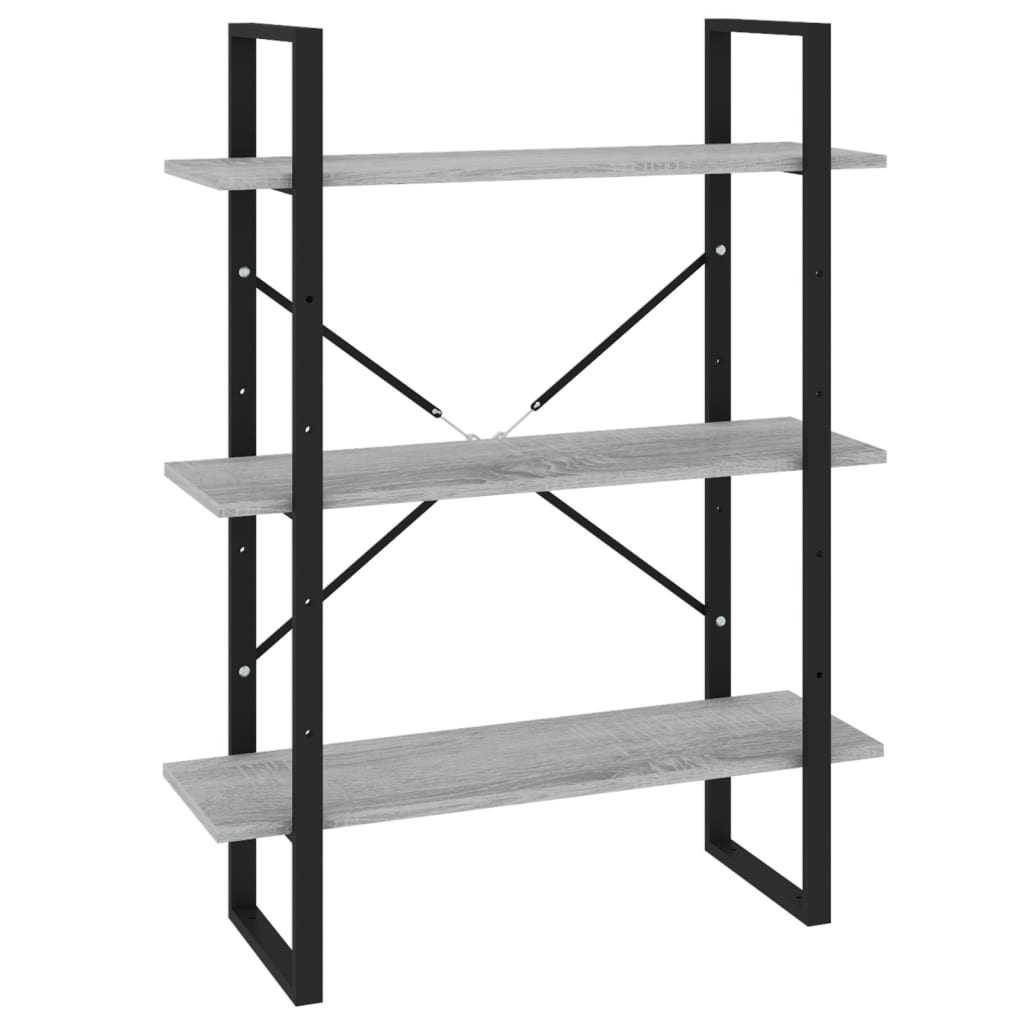 vidaXL Bücherregal 5 Fächer Grau Sonoma-Eiche 80x30x175 Holzwerkstoff