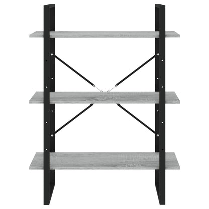 vidaXL Bücherregal 5 Fächer Grau Sonoma-Eiche 80x30x175 Holzwerkstoff