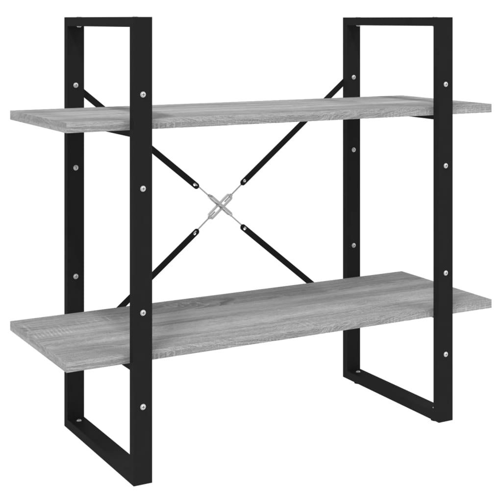 vidaXL Bücherregal 5 Fächer Grau Sonoma-Eiche 80x30x175 Holzwerkstoff