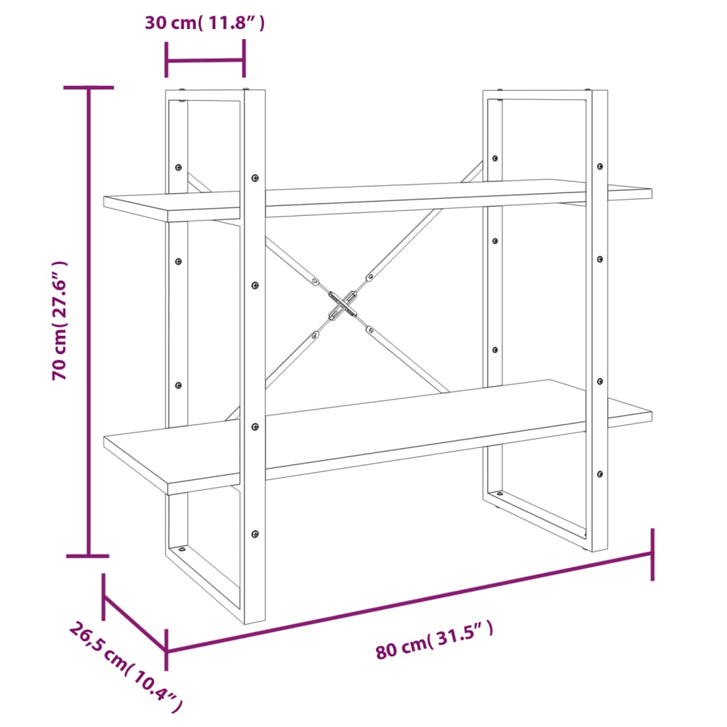 vidaXL Bücherregal 5 Fächer Grau Sonoma-Eiche 80x30x175 Holzwerkstoff