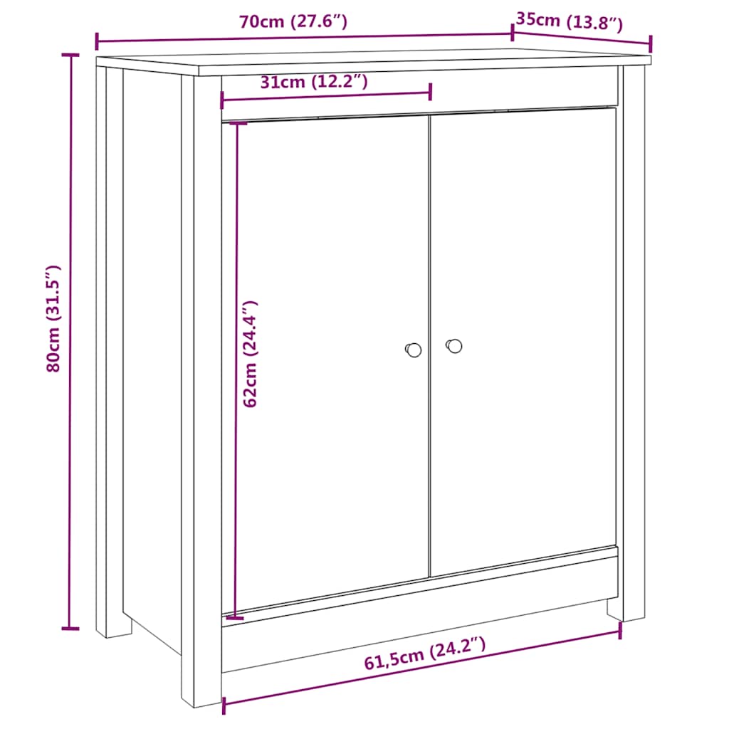 vidaXL Buffets 2 pcs Blanc 70x35x80 cm Bois massif de pin