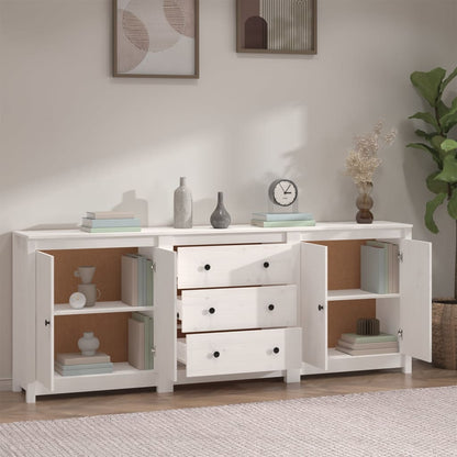 vidaXL Buffet blanc 210x35x80 cm Bois de pin massif