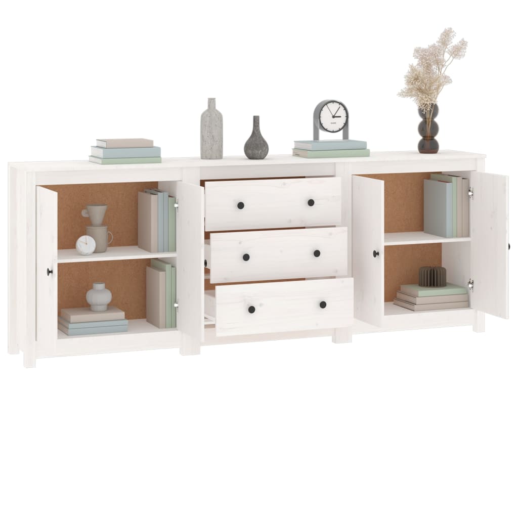 vidaXL Buffet blanc 210x35x80 cm Bois de pin massif