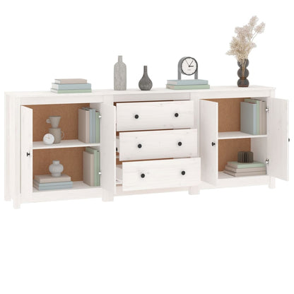 vidaXL Buffet blanc 210x35x80 cm Bois de pin massif