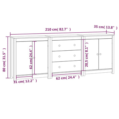 vidaXL Buffet blanc 210x35x80 cm Bois de pin massif