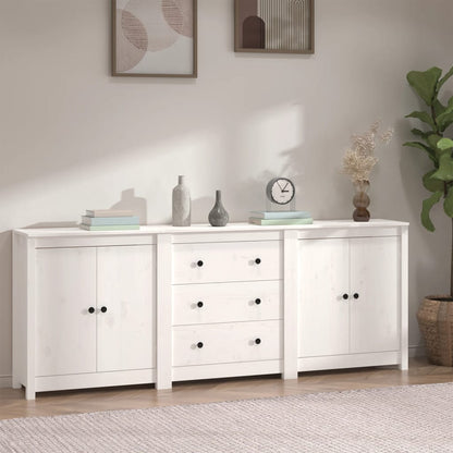 vidaXL Buffet blanc 210x35x80 cm Bois de pin massif