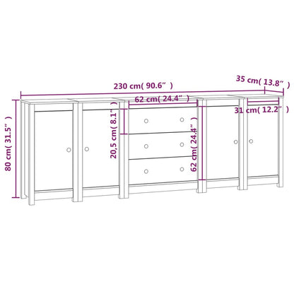 vidaXL Buffet 230x35x80 cm Bois de pin massif