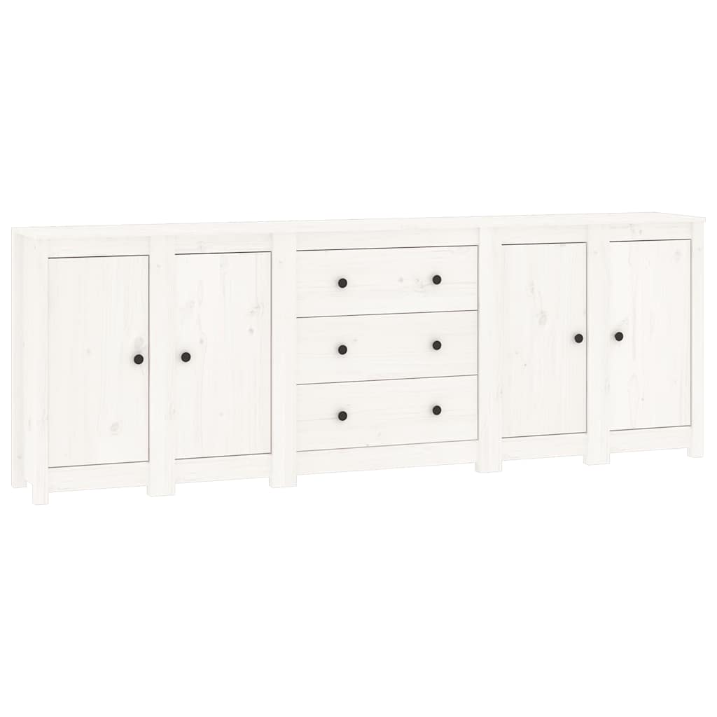 vidaXL Commode blanche 230x35x80 cm Bois de pin massif