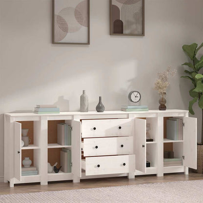 vidaXL Commode blanche 230x35x80 cm Bois de pin massif