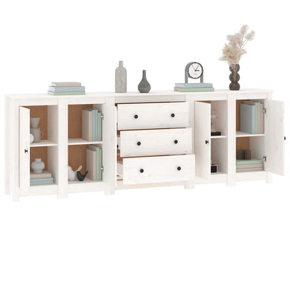 vidaXL Commode blanche 230x35x80 cm Bois de pin massif