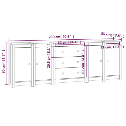 vidaXL Commode blanche 230x35x80 cm Bois de pin massif