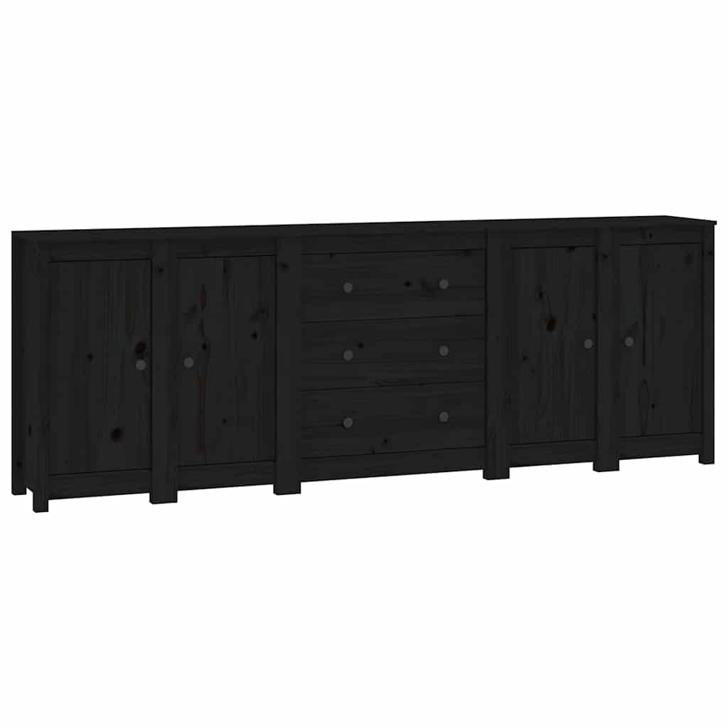 vidaXL Buffet noir 230x35x80 cm Bois de pin massif