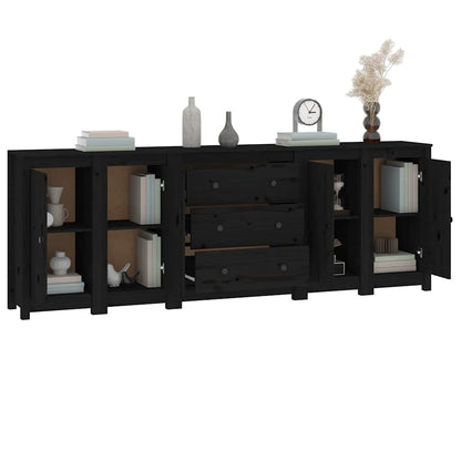 vidaXL Buffet noir 230x35x80 cm Bois de pin massif