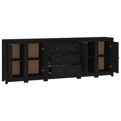 vidaXL Buffet noir 230x35x80 cm Bois de pin massif