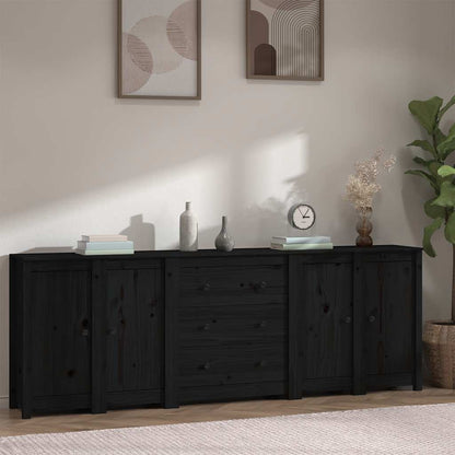 vidaXL Buffet noir 230x35x80 cm Bois de pin massif