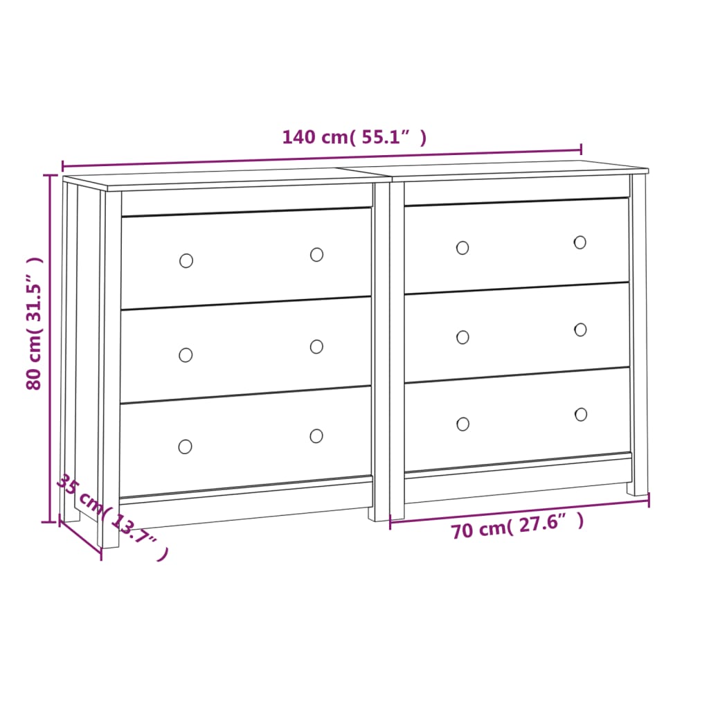 vidaXL Buffet 140x35x80 cm Bois de pin massif