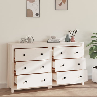 vidaXL Buffet blanc 140x35x80 cm Bois de pin massif