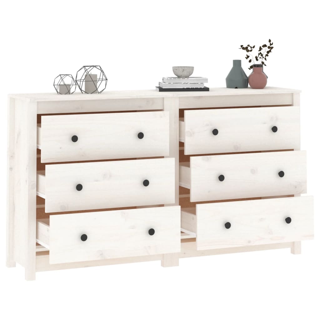vidaXL Buffet blanc 140x35x80 cm Bois de pin massif