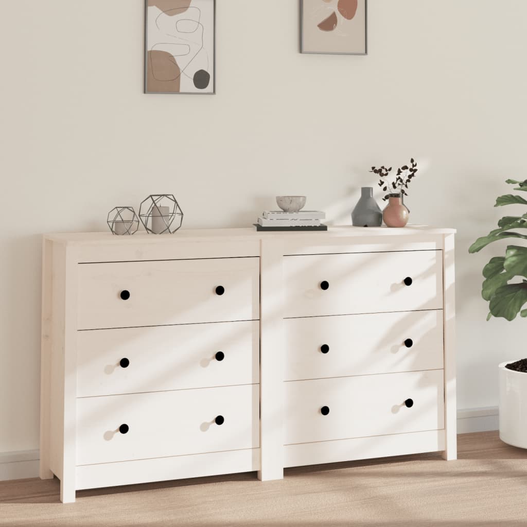 vidaXL Buffet blanc 140x35x80 cm Bois de pin massif