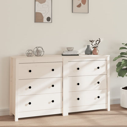 vidaXL Buffet blanc 140x35x80 cm Bois de pin massif