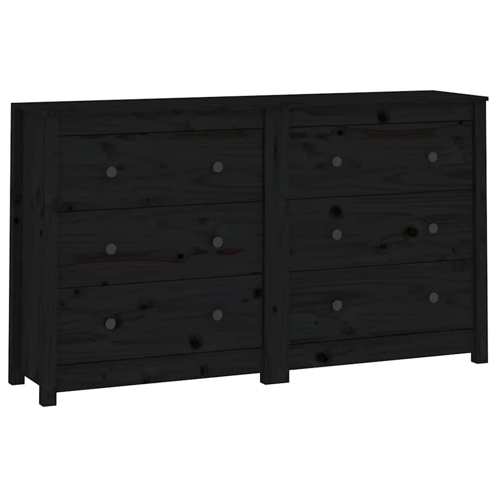 vidaXL Buffet noir 140x35x80 cm Bois de pin massif