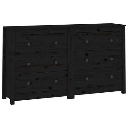 vidaXL Buffet noir 140x35x80 cm Bois de pin massif