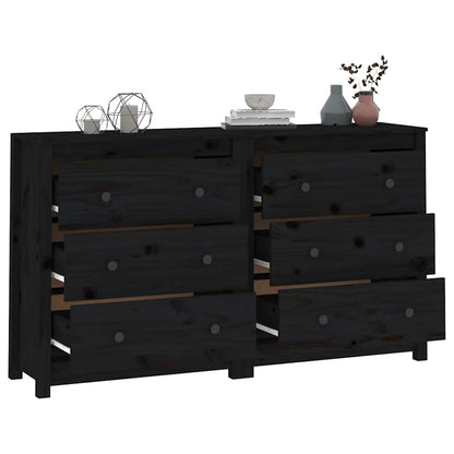 vidaXL Buffet noir 140x35x80 cm Bois de pin massif