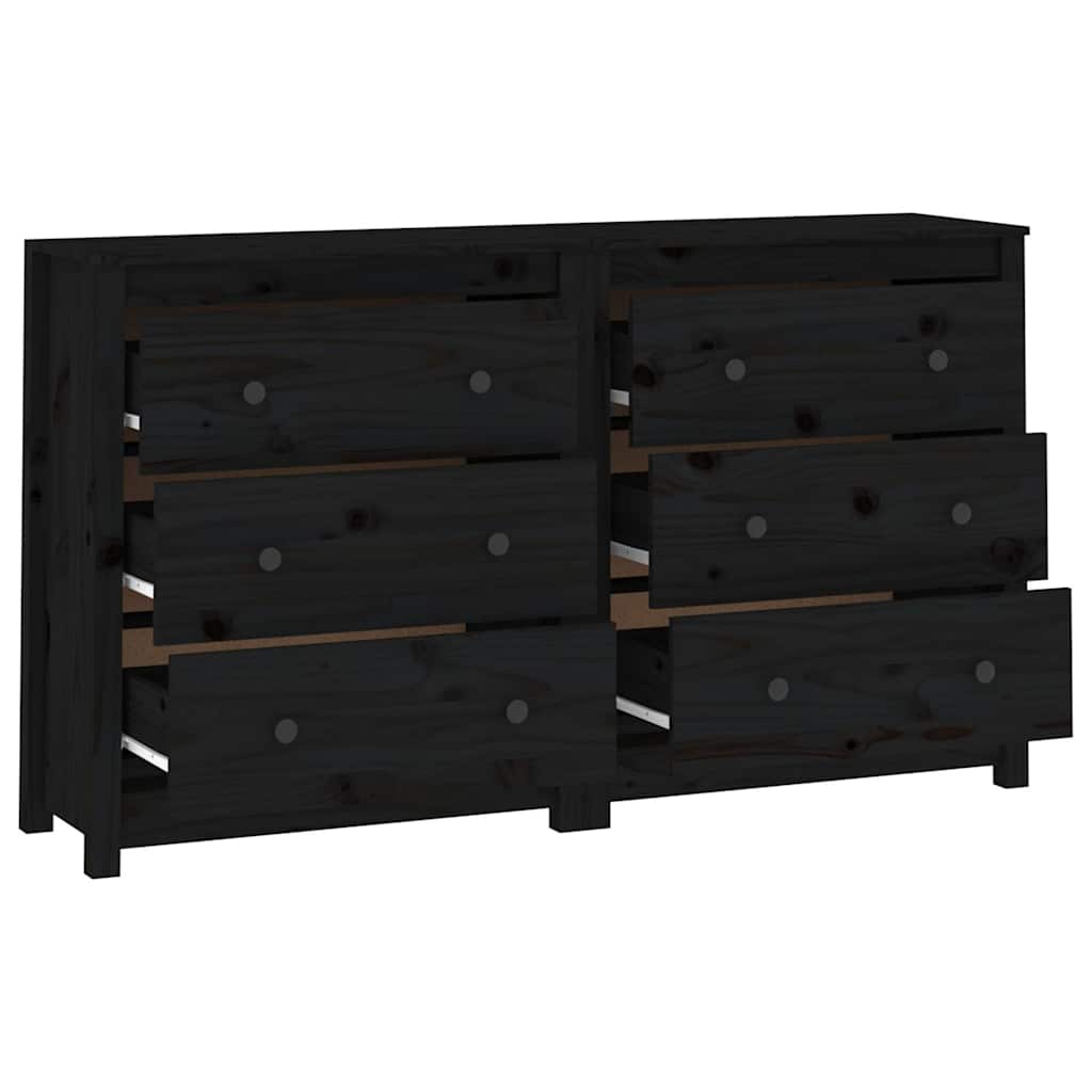 vidaXL Buffet noir 140x35x80 cm Bois de pin massif