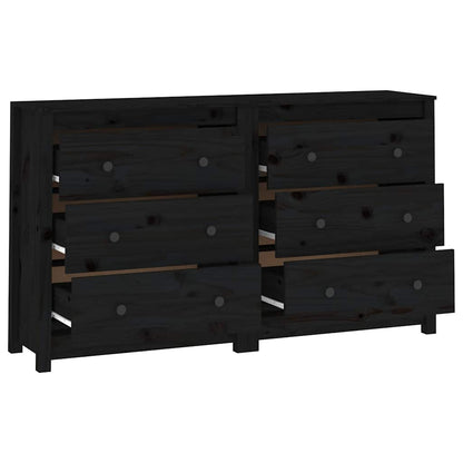 vidaXL Buffet noir 140x35x80 cm Bois de pin massif