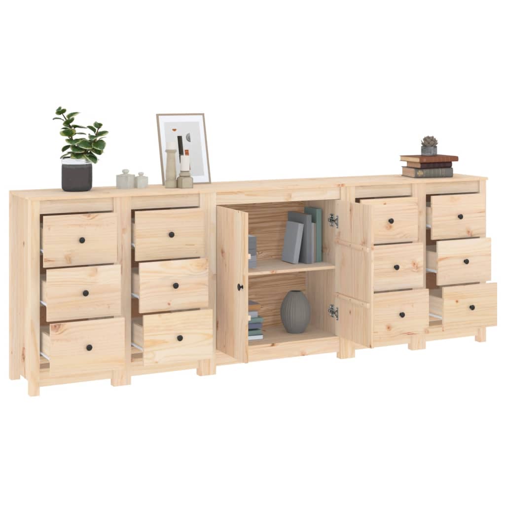 vidaXL Sideboard 230x35x80 cm Massivholz Kiefer