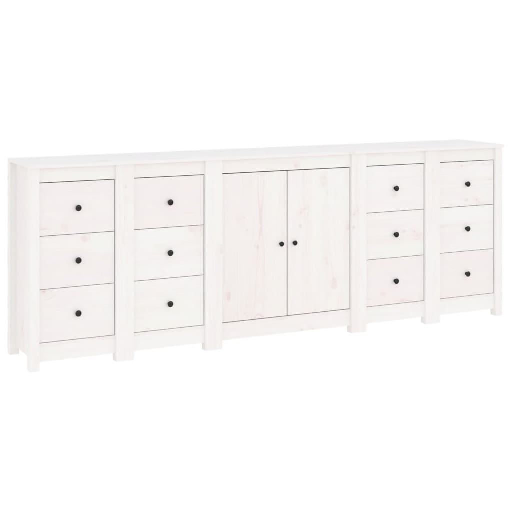 vidaXL Sideboard Weiß 230x35x80 cm Massivholz Kiefer