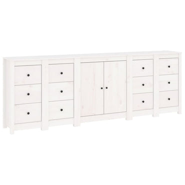 vidaXL Sideboard Weiß 230x35x80 cm Massivholz Kiefer