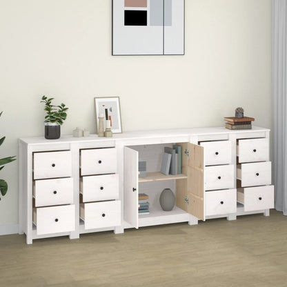 vidaXL Sideboard Weiß 230x35x80 cm Massivholz Kiefer