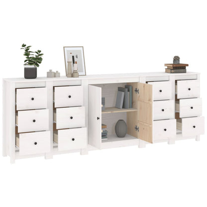 vidaXL Sideboard Weiß 230x35x80 cm Massivholz Kiefer