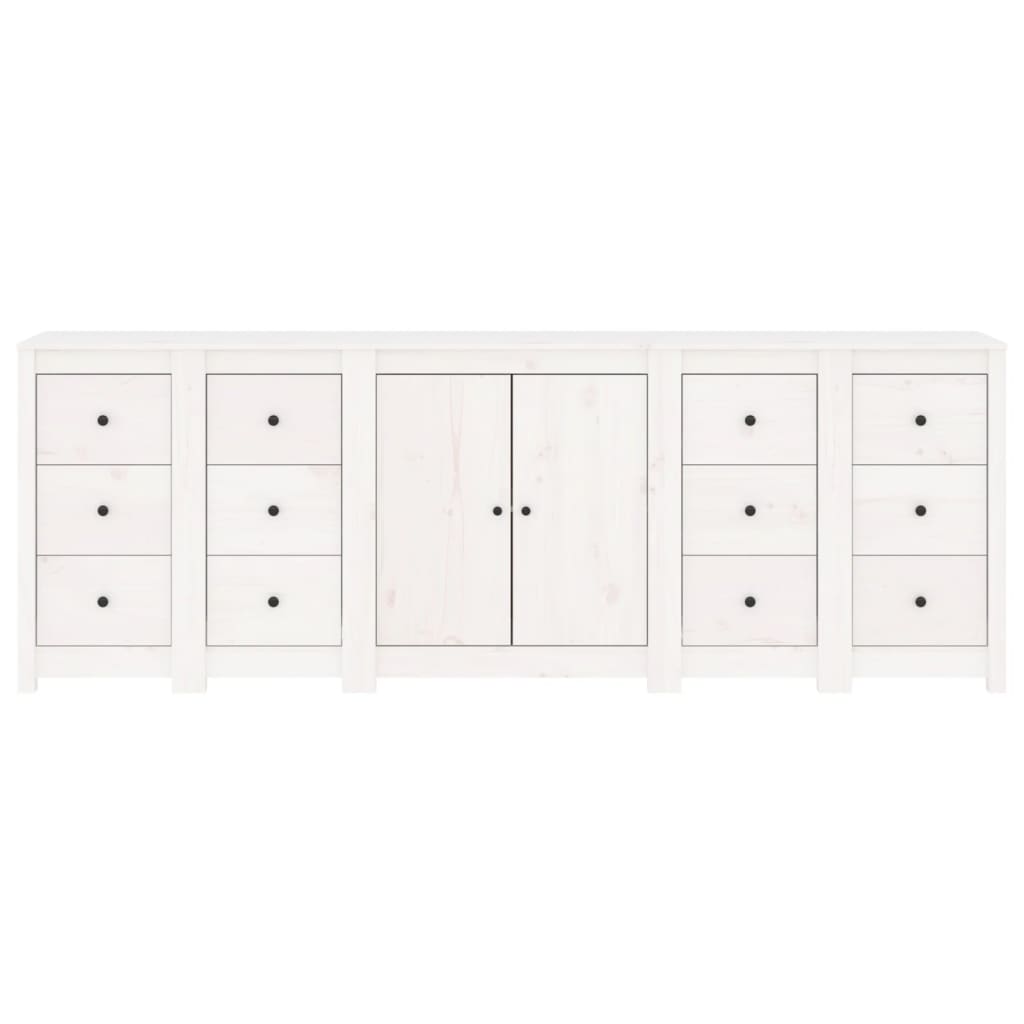 vidaXL Sideboard Weiß 230x35x80 cm Massivholz Kiefer