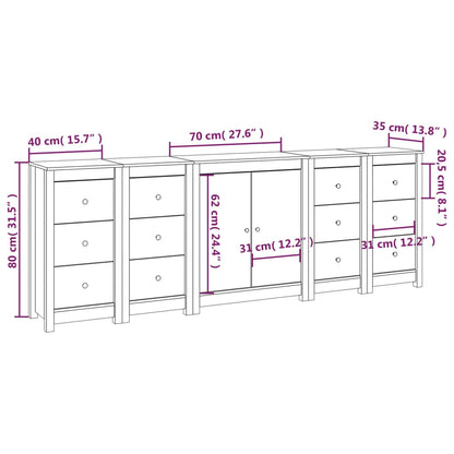 vidaXL Sideboard Weiß 230x35x80 cm Massivholz Kiefer