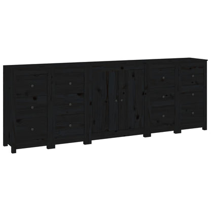 vidaXL Buffet noir 230x35x80 cm Bois de pin massif