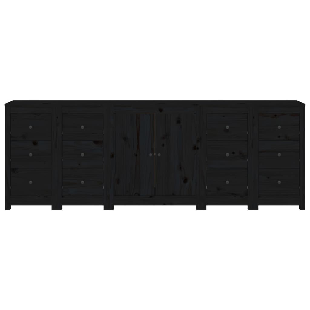 vidaXL Buffet noir 230x35x80 cm Bois de pin massif
