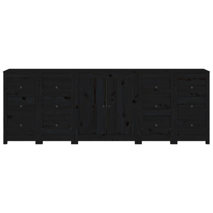 vidaXL Buffet noir 230x35x80 cm Bois de pin massif