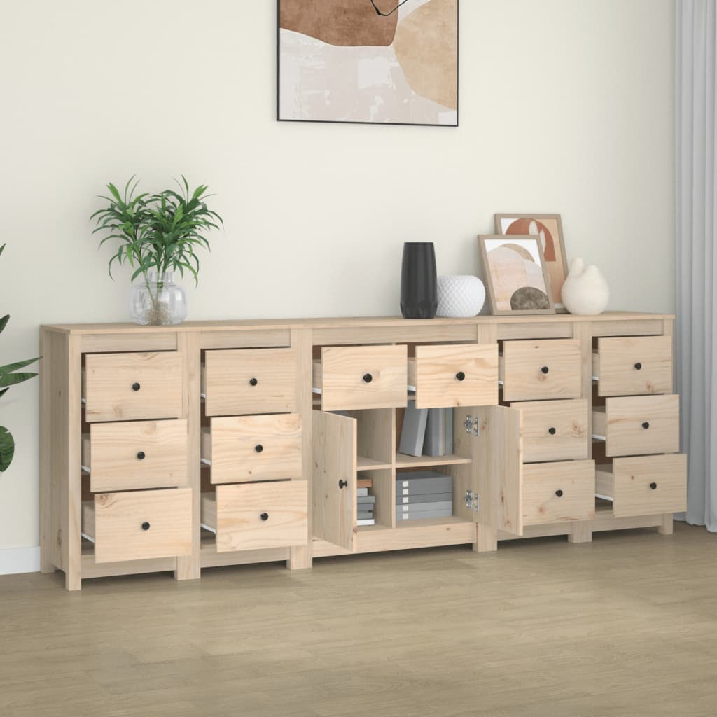 vidaXL Sideboard 230x35x80 cm Massivholz Kiefer