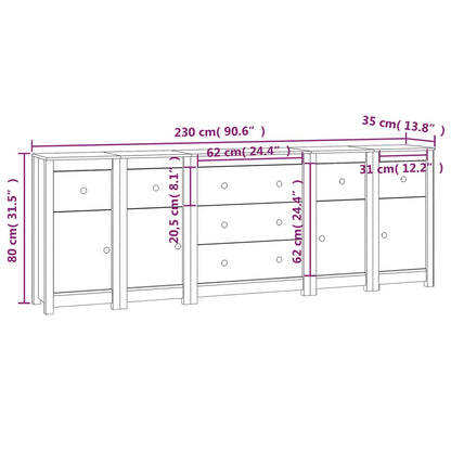 vidaXL Buffet 230x35x80 cm Bois de pin massif