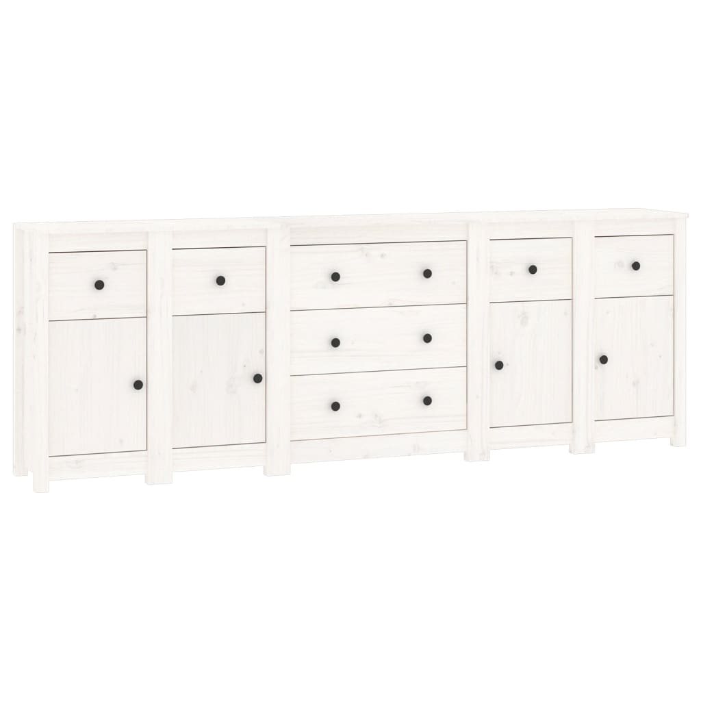 vidaXL Sideboard Weiß 230x35x80 cm Massivholz Kiefer