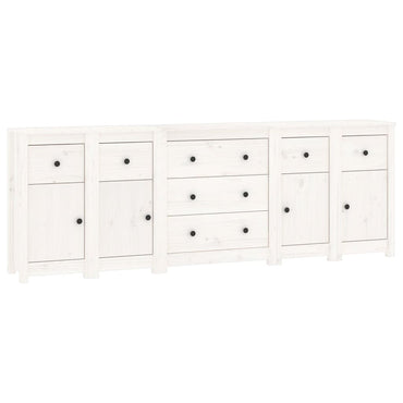 vidaXL Commode blanche 230x35x80 cm Bois de pin massif