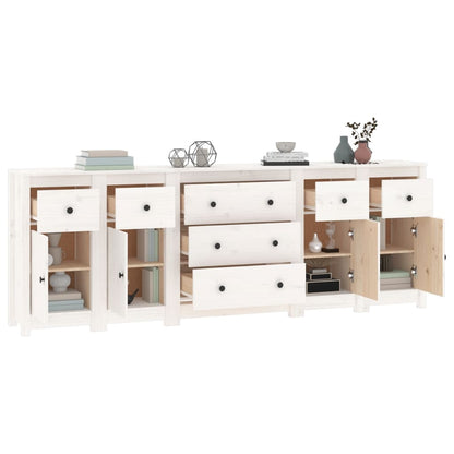 vidaXL Sideboard Weiß 230x35x80 cm Massivholz Kiefer